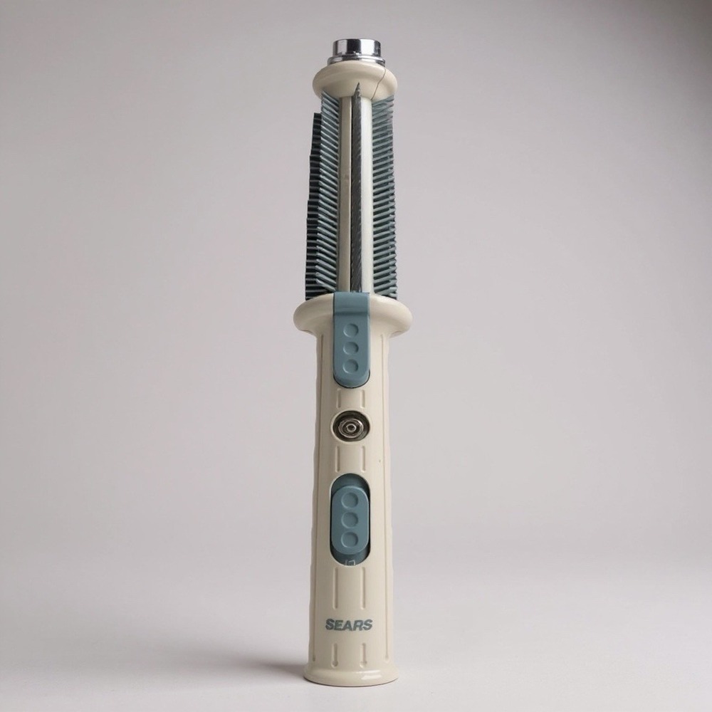 Vintage Sears Curling Brush Iron Heated Styler Tight Curl Blue 82533